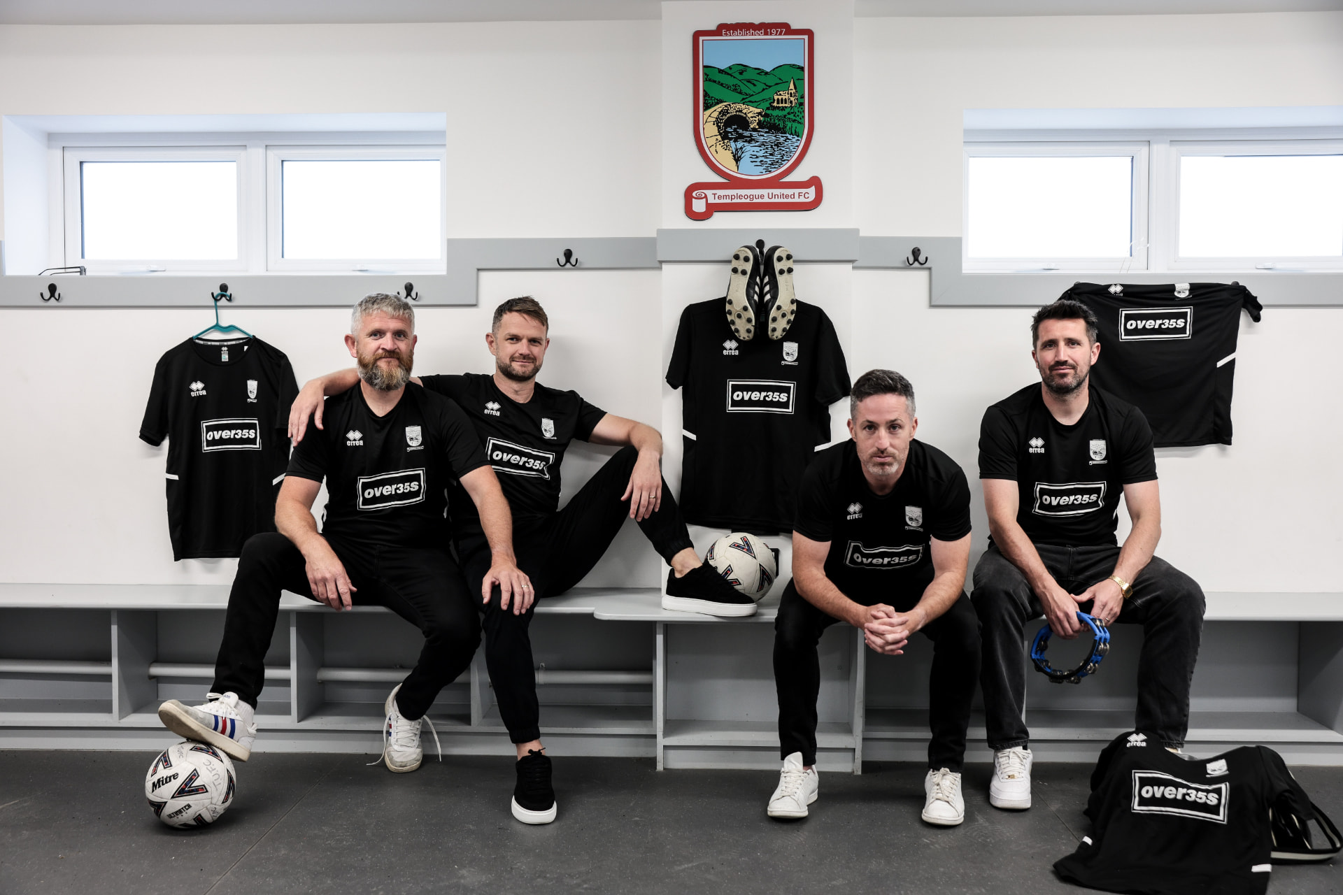 Templeogue United over-35s squad in the Together For The O'Neills jersey
